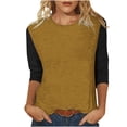 thumbnail image 1 of BLVB Womens 3/4 Sleeve Tunic Tops Trendy Color Block Crewneck Spring T-Shirts Casual Loose Comfy Going out Tee Shirts, 1 of 5