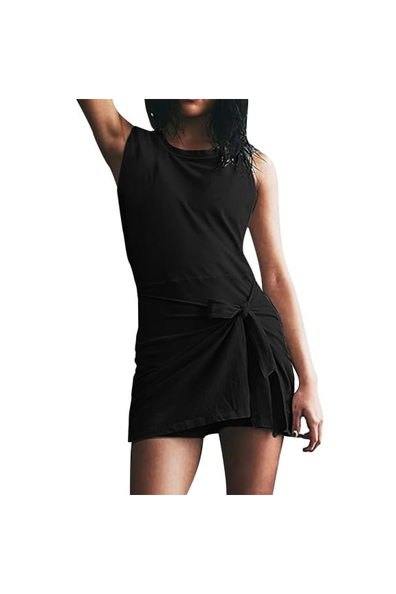 Womens Athletic Romper Tennis Dress Workout Short Jumpsuit Exercise Dress with Built in Shorts Summer Outfits
