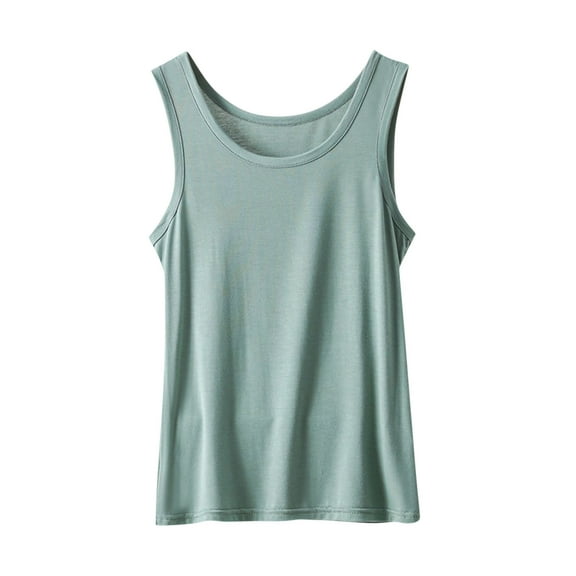 BLVB Womens Basic Tank Tops Sleeveless Layering Tops Undershirt Tanks Solid Color Casual Soft Summer Tee Tops