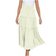 thumbnail image 1 of BLVB Womens Boho Ruffle Long Skirt Elastic High Waist Pleated Tiered Flowy A-Line Swing Beach Maxi Skirts, 1 of 6