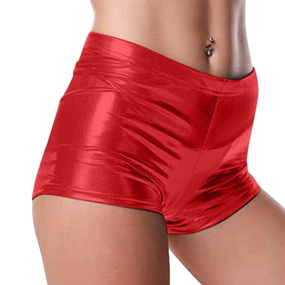 BLVB Womens Booty Shorts Low Rise Shiny Hot Pants Bottoms Clubwear for Party Dance Festival