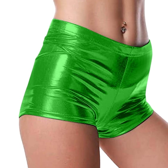 BLVB Womens Booty Shorts Low Rise Shiny Hot Pants Bottoms Clubwear for Party Dance Festival