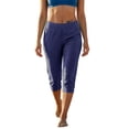 thumbnail image 1 of BLVB Womens Capri Joggers Cropped Yoga Running Lounge Pants Low Rise Stretchy Workout Sweatpants with Pockets, 1 of 7