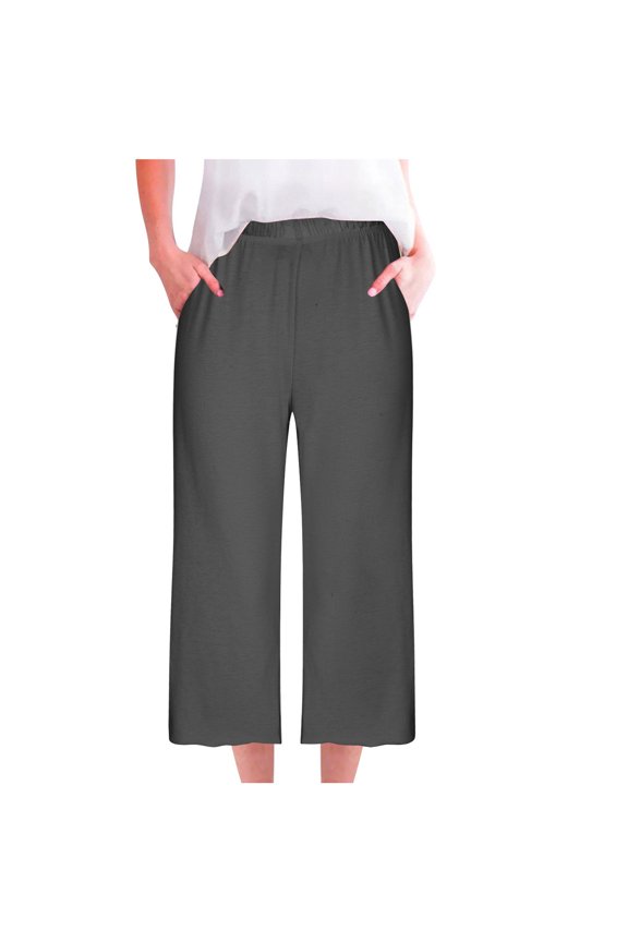 Womens Capri Pants Loose Wide Leg Comfy Lounge Pajama Capris Sweatpants Trousers with Pockets Summer Outfits