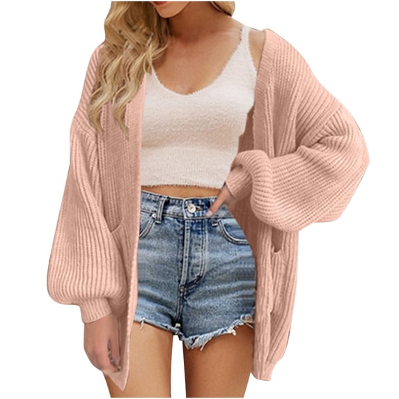 BLVB Womens Cardigan Fall Trendy Oversized Open Front Knit Sweater Casual Winter Coats Outwear with Pockets