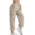 thumbnail image 1 of BLVB Womens Cargo Joggers Lightweight Quick Dry Hiking Travel Pants Drawstring Elastic Waist Wide Leg Golf Trousers with Pockets, 1 of 8