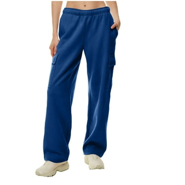 BLVB Womens Cargo Sweatpants Casual Baggy Fleece High Waisted Wide Leg Joggers Pants Trendy Trousers with Pockets