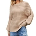 thumbnail image 1 of BLVB Womens Casual Fall Sweaters Long Sleeve Ribbed Knit Sweater Loose Soft Crewneck Pullover Jumper Tops, 1 of 7