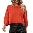 thumbnail image 1 of BLVB Womens Casual Fall Crop Sweaters Long Sleeve Ribbed Knit Sweater Loose Soft Crewneck Pullover Blouse Tops, 1 of 9