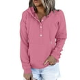 thumbnail image 1 of BLVB Womens Casual Hoodies Pullover Tops Button Collar Drawstring Long Sleeve Sweatshirts Fall Clothes With Pocket, 1 of 6