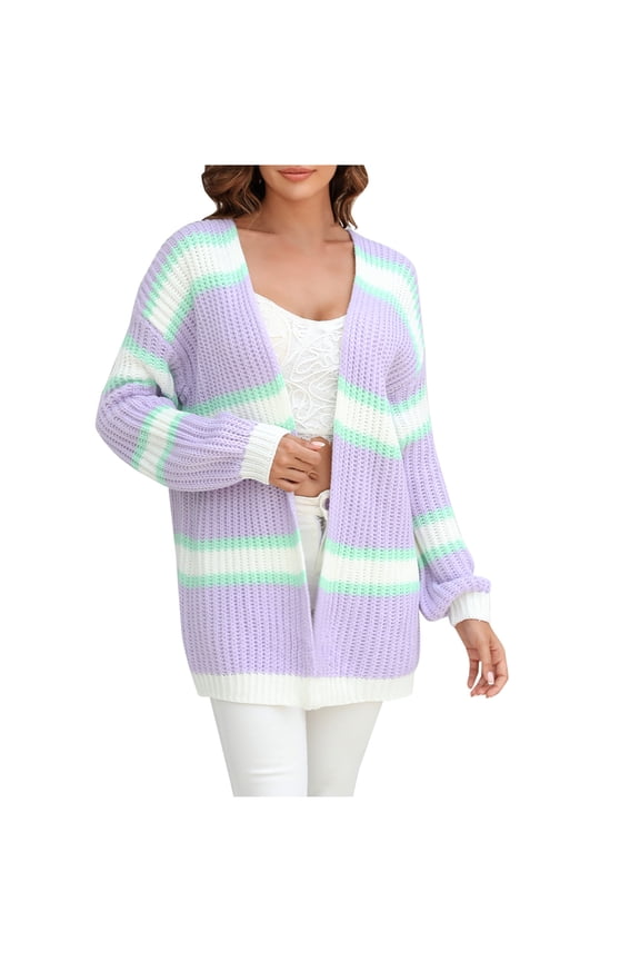 Womens Casual Long Sleeve Cardigans Open Front Lightweight Cable Knit Sweater Oversized Outwear Fall Clothes