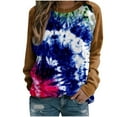 thumbnail image 1 of BLVB Womens Casual Long Sleeve Crewneck Sweatshirt Tie Dye Printed Loose Pullover Tops Shirts Fall Trendy Clothes 2023 Brown, 1 of 3