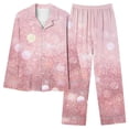 thumbnail image 1 of BLVB Womens Casual Pajama Sets Printed Long Sleeve Button down Shirts and Pants 2 Piece Outfits Plus Size Sleepwear Pjs, 1 of 4