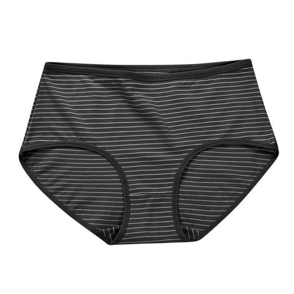 BLVB Womens Cotton Briefs Ladies Striped Mid Rise Stretch Underwear Breathable Comfortable No Show Panties