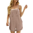 thumbnail image 1 of BLVB Womens Cotton Linen Bib Overalls Adjustable Straps Shorts Romper Summer Casual Sleeveless Jumpsuits with Pockets, 1 of 6