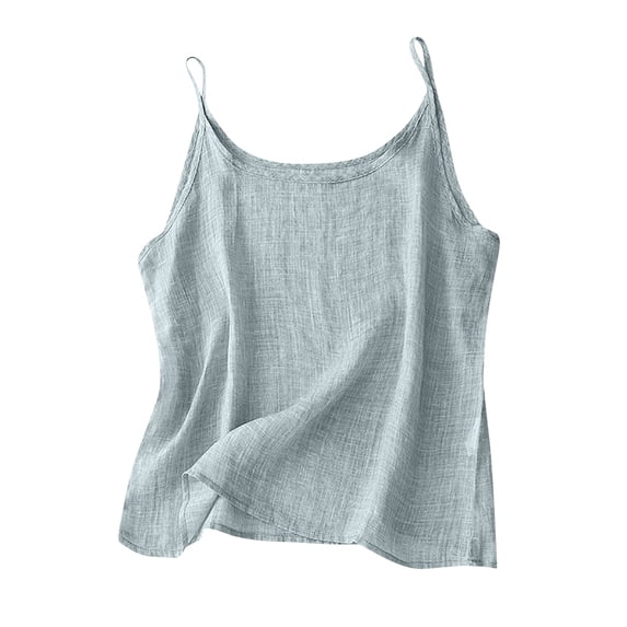 BLVB Womens Cotton Linen Camisole Tank Tops Scoop Neck Casual Cami Sleeveless Blouses Summer Basic Tank Shirt S-5XL