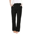 thumbnail image 1 of BLVB Womens Cotton Linen Plus Size Pants Elastic Waist Drawstring Wide Leg Pants Casual Baggy Lounge Trouser with Pockets, 1 of 5