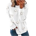 thumbnail image 1 of BLVB Womens Crewneck Sweatshirts Trendy Fall Long Sleeve Loose Pullover Dressy Casual Ladies Color Block Blouse White A4, 1 of 6