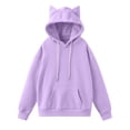 thumbnail image 1 of BLVB Womens Cute Cat Ear Hooded Sweatshirt Long Sleeve Casual Plain Hoodie Pullover Tops with Pocket for Girls, 1 of 5