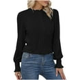 thumbnail image 1 of BLVB Womens Dressy Casual Tops 2025 Mock Neck Long Sleeve T-Shirts Business Work Blouse Fall Spring Clothes, 1 of 6