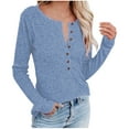 thumbnail image 1 of BLVB Womens Fall Knitted Tops Button up Crewneck Long Sleeve Shirts Casual Comfy Going out Plus Size Blouse, 1 of 7