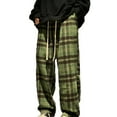 thumbnail image 1 of BLVB Womens Fall Plaid Pants Elastic Waist Drawstring Wide Leg Pants Casual Baggy Comfy Lounge Trousers with Pockets, 1 of 3
