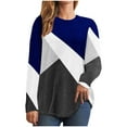thumbnail image 1 of BLVB Womens Fall Spring Tops Trendy Color Block Crewneck Long Sleeve Casual Loose Going out Blouse, 1 of 5