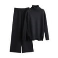 thumbnail image 1 of BLVB Womens Fall Sweater Sets 2 Piece Outfits Turtleneck Long Sleeve Knit Pullover Tops Wide Leg Pants Lounge Sets, 1 of 5
