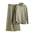 thumbnail image 1 of BLVB Womens Fall Sweater Sets 2 Piece Outfits Turtleneck Long Sleeve Knit Pullover Tops Wide Leg Pants Lounge Sets, 1 of 5