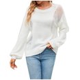 thumbnail image 1 of BLVB Womens Fall Sweaters 2024 Trendy Hollow out Crew Neck Long Sleeve Casual Loose Knit Pullover Sweater Tops, 1 of 9