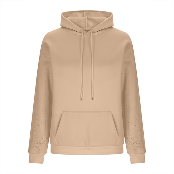 BLVB Womens Fall Winter Fleece Hoodies Sweatshirts Rhinestone Long Sleeve Pullover Sweaters with Pocket Fashion Outfits