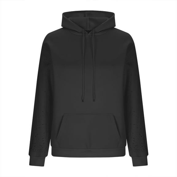 BLVB Womens Fall Winter Fleece Hoodies Sweatshirts Rhinestone Long Sleeve Pullover Sweaters with Pocket Fashion Outfits