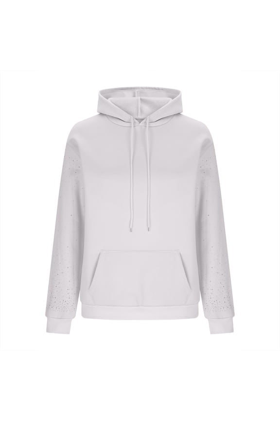 Womens Fall Winter Fleece Hoodies Sweatshirts Rhinestone Long Sleeve Pullover Sweaters with Pocket Fashion Outfits