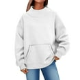 thumbnail image 1 of BLVB Womens Fall Winter Fleece Sweatshirts Long Sleeve Pullover Mock Neck Comfy Sweaters with Pocket Fashion Outfits, 1 of 7