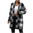 thumbnail image 1 of BLVB Womens Fall Winter Long Cardigans Plaid Long Sleeve Open Front Oversized Knit Sweaters Outerwear with Pockets, 1 of 9