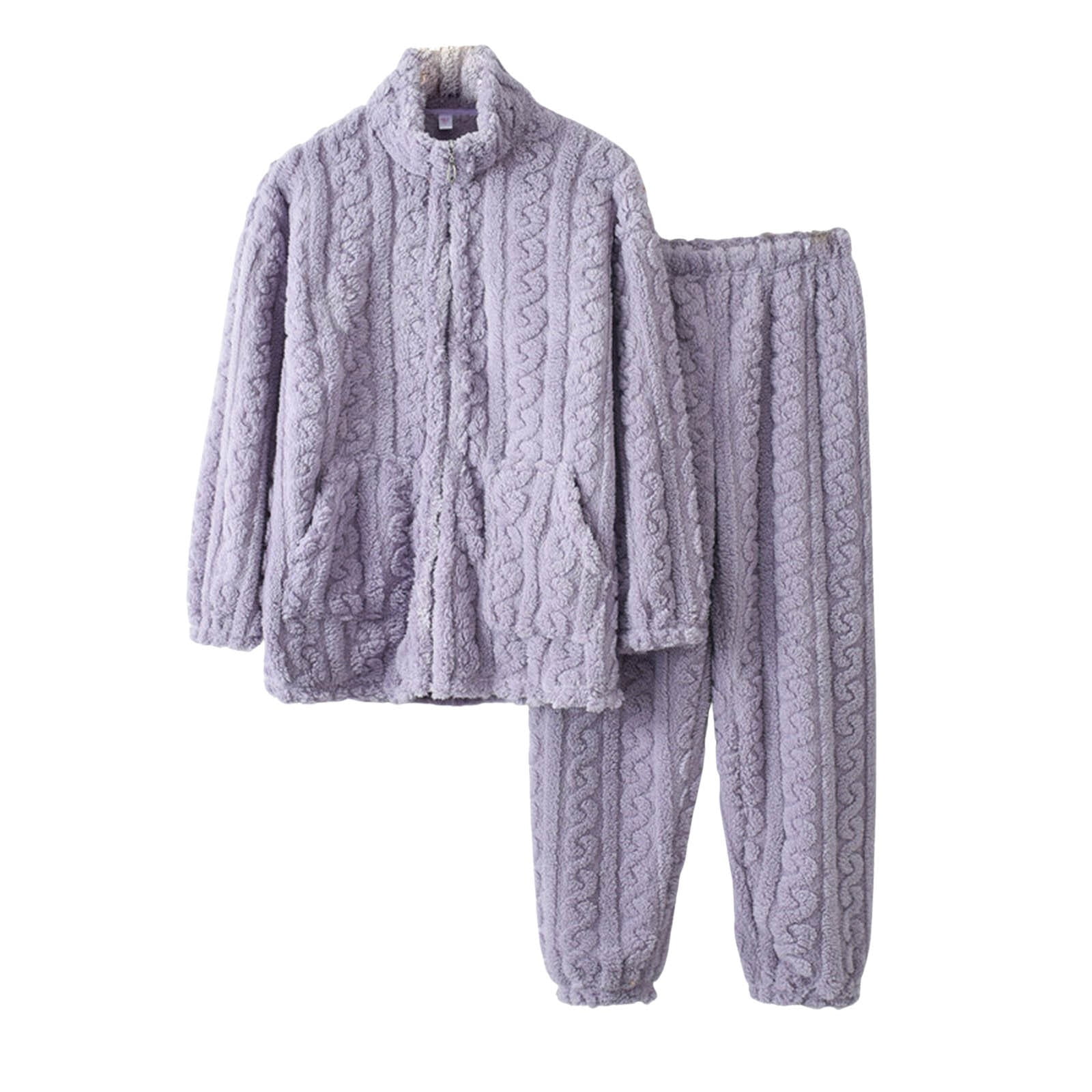 SofiePJ Women's Warm Plush Fleece Button-Down Pajama Set - Cozy Sleepwear Gift Set