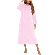 knee length dresses for ladies Women's Embossed Fleece Zip Dressing Gown with Front Pockets  Suzy & Me  Collection