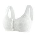 thumbnail image 1 of BLVB Womens Front Closure Bra Lace Full Coverage Underwear Vest Wide Straps Comfort Wireless Lounge Sleep Bra White, 1 of 2
