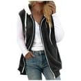 thumbnail image 1 of BLVB Womens Fuzzy Fleece Hooded Jacket Lightweight Vest Cozy Sleeveless Cardigan Zipper Waistcoat Outerwear for Fall/Winter, 1 of 5