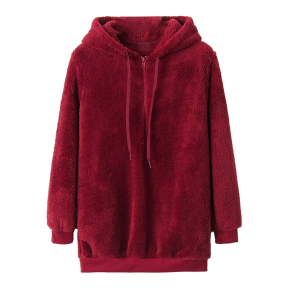 BLVB Womens Fuzzy Hoodies for Women Cute Comfy Hoodie Women's Quarter Zip Pullover Cozy Sweaters Oversized Hooded Sweatshirt