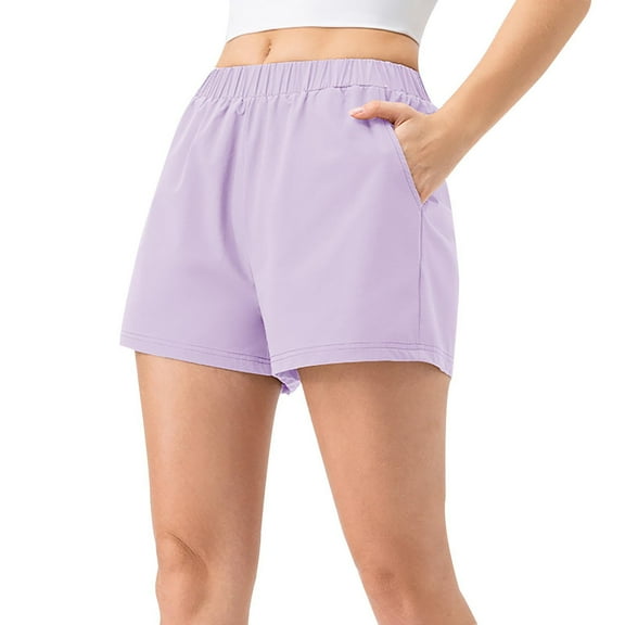 BLVB Womens High Waisted Running Shorts Quick Dry Athletic Workout Shorts Gym Track Shorts with Pockets