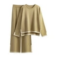 thumbnail image 1 of BLVB Womens Knit 2 Piece Sweater Sets Long Sleeve Pullover Tops and High Waist Wide Leg Pants Lounge Set Tracksuits, 1 of 7
