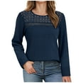 thumbnail image 1 of BLVB Womens Lace Long Sleeve Shirts Fall Tops Fashion Dressy Casual Lightweight Sweaters Hollow out Clothes Trendy Blouses, 1 of 5