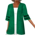 thumbnail image 1 of BLVB Womens Lace Panel 3/4 Sleeve Plain Lightweight Cardigans Dressy Summer Casual Plus Size Cover Ups Blouse Tops, 1 of 5