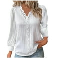 thumbnail image 1 of BLVB Womens Lace V Neck T Shirts Puff Long Sleeve Tops for Women Dressy Business Casual Work Shirts Tunic Blouse, 1 of 6