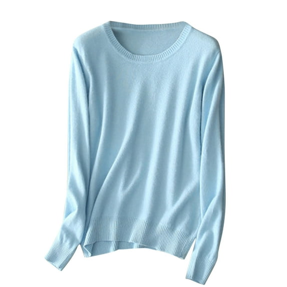 BLVB Womens Long Sleeve Crewneck T-Shirt Casual Basic Tops Lightweight Stretch Base Layer Tee Shirts Blouses