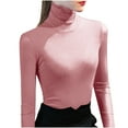 thumbnail image 1 of BLVB Womens Long Sleeve Turtleneck Blouse Slim Fitted Lightweight Casual Active Layer Tops Basic Tight Shirts, 1 of 3
