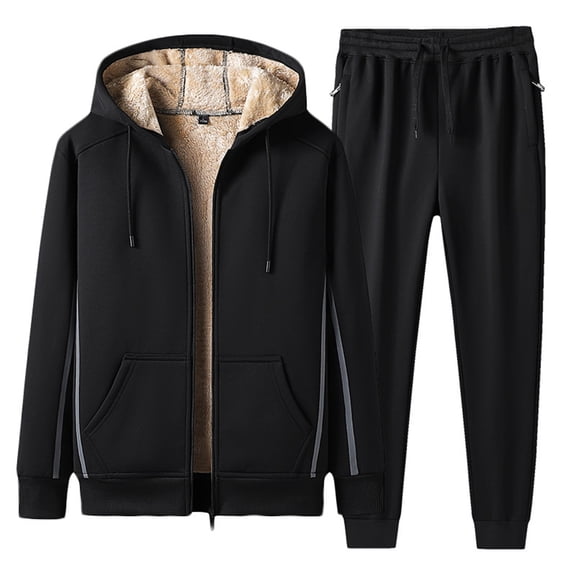 BLVB Womens Mens Sweatsuits Sets Active Jogging Fleece Lined 2 Pieces Hoodie And Pants Winter Warm Outfit Sets