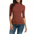 thumbnail image 1 of BLVB Womens Mock Neck Tops Dressy Casual Half Sleeve Mock Turtleneck Shirts Basic Base Layer Tee Tops Blouse, 1 of 7