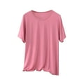 thumbnail image 1 of BLVB Womens Modal Sleep Shirts Comfy Loose Pajama Tops Round Neck Solid Color Short Sleeve Lounge Tee Shirts, 1 of 6